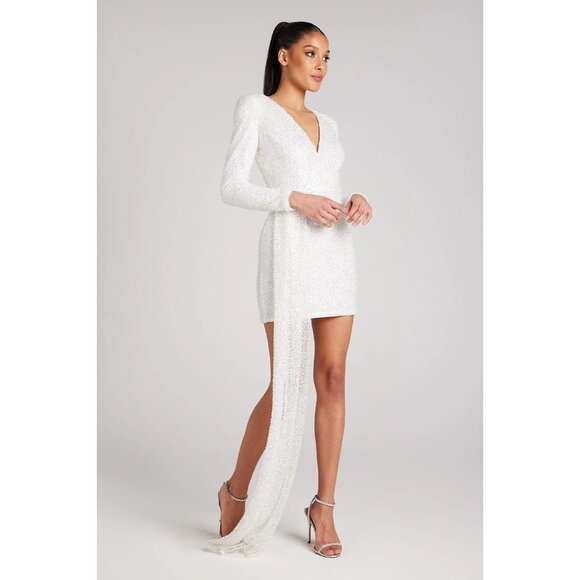 Nadine Merabi Leah White Sequin Dress Small - Picture 3 of 15